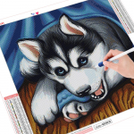 DIY teemantmaaling Husky Full Drill Square Teemanttikandid Mosaiik Koerapilt 30x30CM