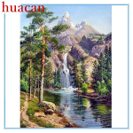 Huacani isetegemine t&auml;ispuuritud teemantmaaling maastikukunst tikandid ristpistes mosaiik kodukaunistuse kingitus Full round 25*30 cm