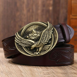 Gfohuo uus mood vabaaja meeste nahast rihmad meeste tippkvaliteediga Eagle Totem Copper sileda pandlaga retrov&ouml;&ouml; meeste teksadele 125cm