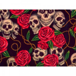 Teemanttikandid Ristpistes Roos Teemantmaal Kolju t&auml;isruutu Uus Saabumine Teemantmosaiik Kodukaunistus Full Round 20X30CM