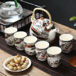 1 teekann 6 tassi suur teekannu teealus Keraamiline sinine ja valge portselanist Kung Fu Beam pott majapidamises kasutatav lihtne teekomplekt