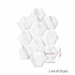 3D valgest marmorist &otilde;mblusega isekleepuvad plaadid kleebis libisemisvastane veekindel sein kuusnurksed kleebised vannitoa sisustus 20cmX23cmX10pcs