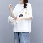Suvine korea stiilis naiste lahtine roosa t-s&auml;rk l&uuml;hikeste varrukatega kirjaga triiks&auml;rk Femme Crop Top L valge