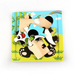 (H0826)Puidust Panda pusle, hariv ja arendav beebidele m&otilde;eldud treeningm&auml;nguasi