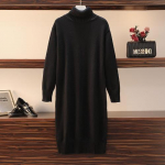 Kootud kleit s&uuml;gis- ja talve naiste avar pikk kampsun, pullover, kaelusega soliidne vabaaja naisterahvas One Size must