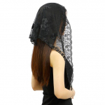 Valge must lilleline naiste sall Hispaania mantilla pitsist katoliku loor kabeli kiriku jaoks Sall Pead katab sall Bandana peapael