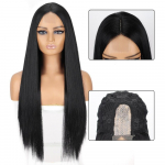 MERISIHAIR naiste pikad sirged mustad juuksed ilma tukkideta s&uuml;nteetilisest kiust Cosplay igap&auml;evaseks kandmiseks pitsiline must parukas naistele 60 cm