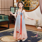 T&uuml;druk Hanfu iidne kost&uuml;&uuml;m lapsed Hiina stiilis v&auml;ikese t&uuml;druku kleit Tang kleit printsessi seelik rahvariided lapsed XXXL &scaron;ampanjav&auml;rvi