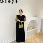 MODIQUE suvine suures suuruses uus kleit-s&auml;rk, naiste avar t&auml;navariietus, puuvillane linane magus kleit &ndash; vabaaja naiste kleidid O-kaelusega laternaga varrukas XL