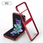 Samsung Galaxy Z Flip 4 3 Flip4 &uuml;mbrise jaoks Luksuslik galvaniseeritud l&auml;bipaistev v&auml;rviline kokkupandav p&otilde;rutuskindel kaitse&uuml;mbris For Z Flip 4 punane