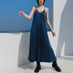 Naiste kleidid Plisseeritud Sling Kleidid Vooder lahtise p&otilde;hjaga Keskmise pikkusega plisseeritud seelik Plus Size 4XL valge