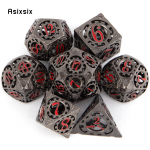 7 tk must punane hammasratta metallist t&auml;ringud &otilde;&otilde;nsad metallist mitmetahulised t&auml;ringukomplektid, mis sobivad rollim&auml;nguks RPG lauam&auml;ngu kaardim&auml;nguks punane