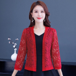 Naiste suvine &otilde;huke pitskardigan pikkade varrukatega jakk Suursall 5XL punane