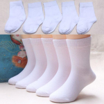 5 paari lastele valged sokid beebipoiss t&uuml;drukule tugevad hingavad puuvillased spordisokid S1-3years valge