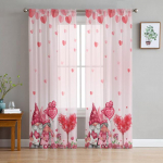 S&otilde;brap&auml;eva roosa armastuse k&auml;&auml;busroos t&uuml;ll Voile kardinad magamistoa akna kardinad elutoa l&auml;bipaistvad kardinad organza kardinad 1 PCS W100XH250cm