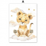 Beebi-sebra elevant kaelkirjak L&otilde;vi pilved vikerkaar Boho plakatid ja tr&uuml;kised Seinakunst L&otilde;uend maalimine Seinapildid Lastetoa sisekujundus Ilma raamita 21*30cm