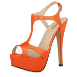 LOSLANDIFEN Naiste sandaalid Seksikad Peep Toe T-Strap Platform Suvekingad lakknahast 14cm &otilde;hukesed k&otilde;rged kontsad peokingad pulmakingad 39 beige
