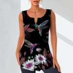 Naiste moodsad V-kaelusega s&auml;rgid, vabaaja topid, naiste T-s&auml;rk, 3D tikitud lindude prindiga vest suures suuruses varrukateta pluusiga XS kollane