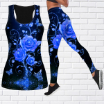 Pink Roses Print joogariietus naistele Mood Treening Retuusid Fitness Sport Vabaaja joogap&uuml;ksid S sinine
