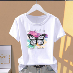 (Aasia suurus) Fashion Print Plant Trend Sweet 90s Style Armas graafiline T-s&auml;rk Naiste vabaaja T-riietus Vabaaja naiste suvine l&uuml;hikeste varrukatega T-s&auml;rk S