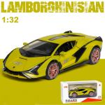 1:32 skaalaga Lambo Sian mudelauto, tsingisulamist tagasit&otilde;mmatav m&auml;nguauto heli ja valgusega lastele poistele, t&uuml;drukutele, s&otilde;idukikollektsiooni koopiad automudelid 1/32-15.5x7.5x4cm roheline