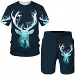 Camo Animal Deer Hunt 3D Prinditud s&auml;rgid/l&uuml;hikesed p&uuml;ksid/komplektid Meeste Harajuku T-s&auml;rk V&auml;lispordir&otilde;ivaste Kost&uuml;&uuml;mid Vabaaja jooksujaht 2-osalised r&otilde;ivad S