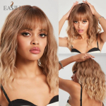 EASIHAIR Blonde Ombre s&uuml;nteetilised parukad tukkidega, pikkade laineliste naturaalsete juustega parukad naistele, igap&auml;evased Cosplay parukad kuumakindlast kiust