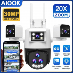 AIOOK v&auml;listurvakaamera HD 20MP 4K20X suum WiFi CCTV kaamera t&auml;isv&auml;rviline &ouml;&ouml;n&auml;gemine veekindel PTZ kaamera kahesuunaline siseside AI mobiilne j&auml;lgimine Camera
