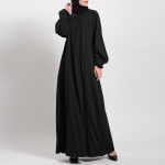 Naiste moslemi islami Abaya Kaftan naiste elegantne pikkade varrukatega maksikleit XXXXXL must
