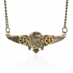 Steampunk Antiikne Angle Wings Gearsi ripats Long Chain Statement kaelakee