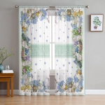 Lihav&otilde;ttej&auml;nku ja kanalilled t&uuml;llkardinad elutuppa magamistuppa Voile l&auml;bipaistev kardinakna kodukaunistuseks kardinad 135W x 114H(cm)