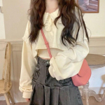 Jaapani Kawaii magusad kaheosalised pluusid naiste pikkade varrukatega Korea mood armsad topid Naiste pits vabaaja disaineri lahtised r&otilde;ivad 2024 S beež