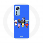 Coque pour Xiaomi Mi 12 / 12X BTS BT21 Tata Chimmy Cooky Rj Koya Shooky Et Mang Jouent De la musique