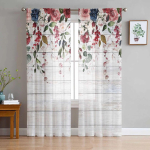 Roosi&otilde;ie lehtedest t&uuml;llkardinad elutuppa L&auml;bipaistev kardin magamistoa jaoks K&ouml;&ouml;gi rulood Voile kardinad 135W x 114H(cm)
