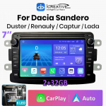 Androidi autoreaadio Renault Dacia Duster Logan Sandero Lodgy jaoks Raadio Multimeedia CarPlay BT 7-tolline puuteekraan 2+32GB 2+32GB
