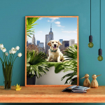 DIY Teemantmaaling Koer peesitab p&auml;ikese k&auml;es ristpistes komplekt Mosaiikkunst Teemantmaal T&auml;isringi/ruudukujuline teemant Kodukaunistus Round 20x30cm