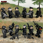 12 tk musta eripolitsei v&auml;ikest graanulit inimrelvaosa tarvikud laste ehitusplokkide m&auml;nguasjade kokkupanemiseks