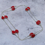 Natural Red Carnelian Gemstone Handmade 925 Sterling Silver Necklace 18 q3a25