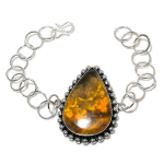 Natural Bumblebee Jasper Gemstone 925 Sterling Silver Bracelet 7-8 a2j45