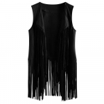 Naiste vintage kunstnahast seemisnahast etniline varrukateta jakk 70ndate hipist kardiganist jope Disco balli peovest jakk XXXL must
