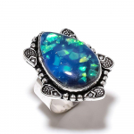 Natural Blue Triplet Opal Gemstone 925 Sterling Silver Ring Size 7.5 y7w57