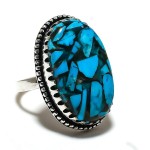 Natural Copper Blue Turquoise Handmade 925 Sterling Silver Ring Size 9 w5m08