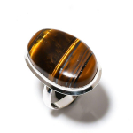 Natural Tiger Eye Gemstone Handmade 925 Sterling Silver Jewelry Ring Size 8 h0r97