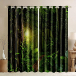 3D-printimine Metsapuu maastik &otilde;huke aken kardinad džungel Metsik loodus Botaaniline prindimuster elutoa magamistuppa W50xH130(CM)x2PCS-Grommet Top