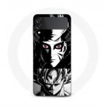 Coque Samsung Galaxy Z Flip3 Sangoku Naruto Luffy one piece Dragon Ball Z fond noir et blanc, anime manga