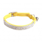 Rhinestone Bell Faux Leather Small Medium Puppy Cat Collar kaelakee Lemmikloomatarvikud kollane
