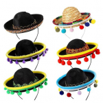 6 tk Halloweeni Sombrero Peapael Mehhiko Peom&uuml;tsid Pl&uuml;&uuml;sist Pom-pomidega P&uuml;had Fiestad Cosplay Rekvisiidid 6pcs