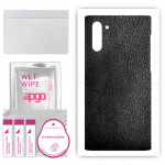 apgo Protective Skin Sticker for the back compatible with Samsung Galaxy Note 10, Wrap Film, Foil, Vinyl - Pattern Black Leather