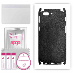 apgo Protective Skin Sticker for the back+sides compatible with OnePlus 5, Full Wrap Film, Foil, Vinyl - Pattern Black Leather