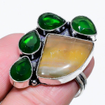 Natural Fluorite, Diopside Gemstone 925 Sterling Silver Gift Ring Size 7 d1w63